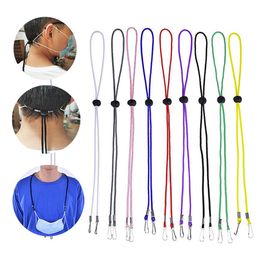 Verstelbare gezichtsmasker Lanyard Party Gunst Handige handige houder touw anti-verloren anti-drop maskers opknoping nek touwen bescherming 10 kleuren