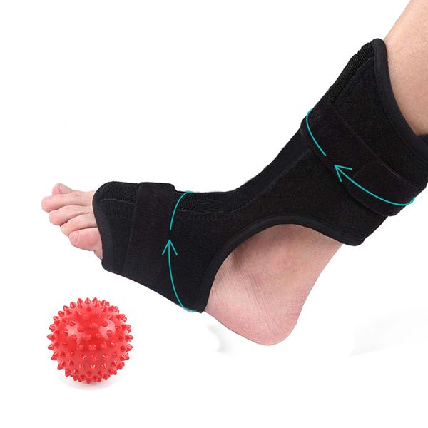 Masseur de pieds Orthèse réglable Fasciite plantaire Attelle dorsale Stabilisateur Soulagement de la douleur Support de soins osseux avec boule de massage