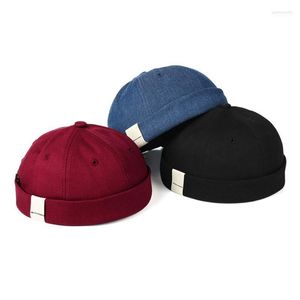 Verstelbare Franse randloze hoed heren retro schedel dop docker zeiler fietser beanie zon hoeden vintage unisex harajuku1 eGer22