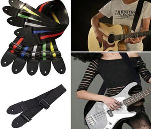 Guitare réglable Brotte de guitare en nylon tissée avec extrémités en cuir pour guitare folk acoustique électrique confortable 8151059