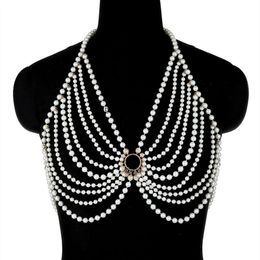 Halter Halter Pearl Sling Bralette Cadena de sujetador sexy de mujer Festival Festival Festival Festival Festival Cadena Body Jewellry Accesorios 819