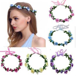 Corona de tela hecha a mano ajustable, decoración para la cabeza, corona de flores para decoración de boda, accesorios para el cabello de novia, coronas de flores RRA