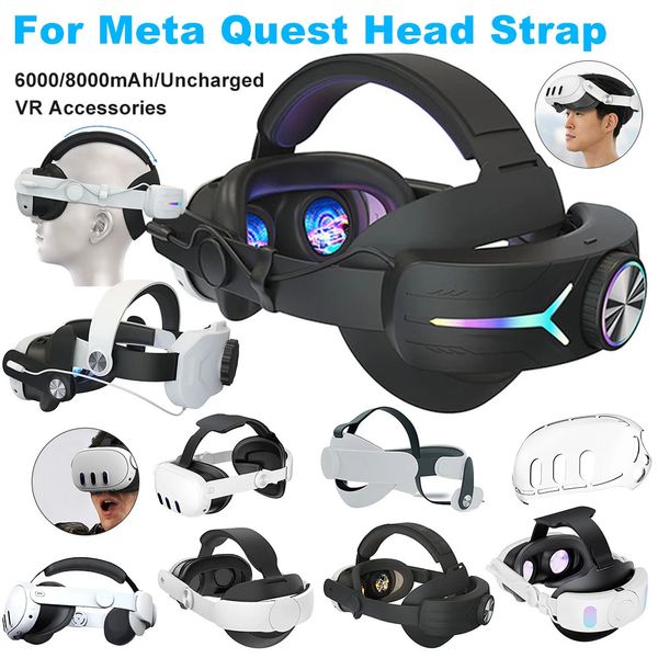 Correa de cabeza ajustable para Meta Quest 3, banda VR recargable de 60008000mAh, retroiluminación LED, accesorio ligero 240130