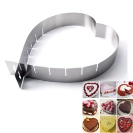 Verstelbare hartvormige roestvrijstalen mousse-ring Diy bakgereedschap bakkerij mouss cake ring groothandel