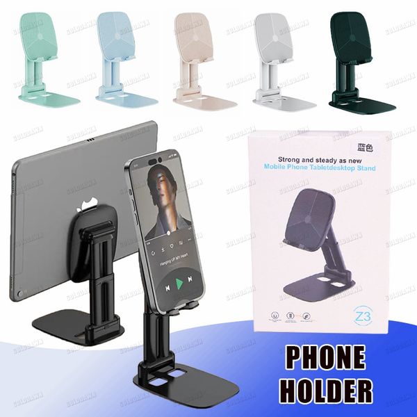 Support de bureau pour téléphone portable macaron à hauteur réglable Support de téléphone pour tablette pliable Support de téléphone portable avec emballage de vente au détail