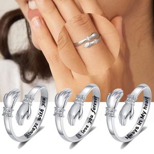 Verstelbare Knuffel Ringen Voor Vrouwen Zirconia Liefdesbrief Ring Koppels Moeder Dochter Vriend Geschenken Sieraden Groothandel KBR095