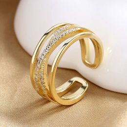 Apertura de dedo de índice ajustable, anillo de malla personalizado de línea de multicapa fresca, anillo de diseño de nicho de moda para mujeres