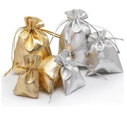 Verstelbare sieradenverpakkingszak goud zilveren kleur trekkoord trekbare organza tassen bruiloft cadeaubogels buidels 7x9 9x12 10x15cm 13x18cm