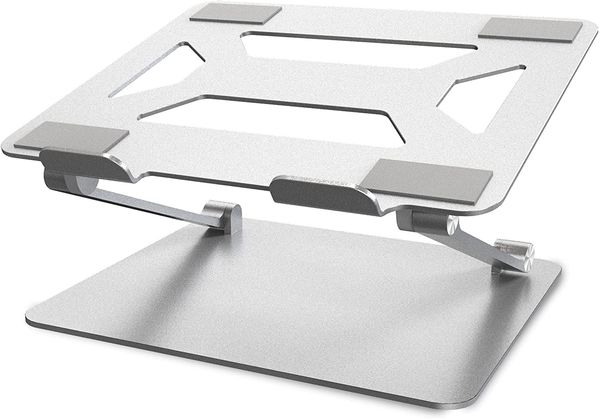 Support réglable pour ordinateur portable, rehausseur d'ordinateur en aluminium, élévateur ergonomique portable pour bureau, support en métal compatible avec ordinateur portable de 10 à 16,1 pouces, argent