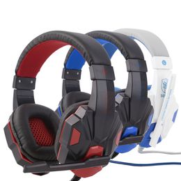 Freeshipping verstelbare lengte scharnieren 3.5mm surround stereo gaming headset hoofdband hoofdtelefoon met microfoon voor pc 3 kleur voor de keuze