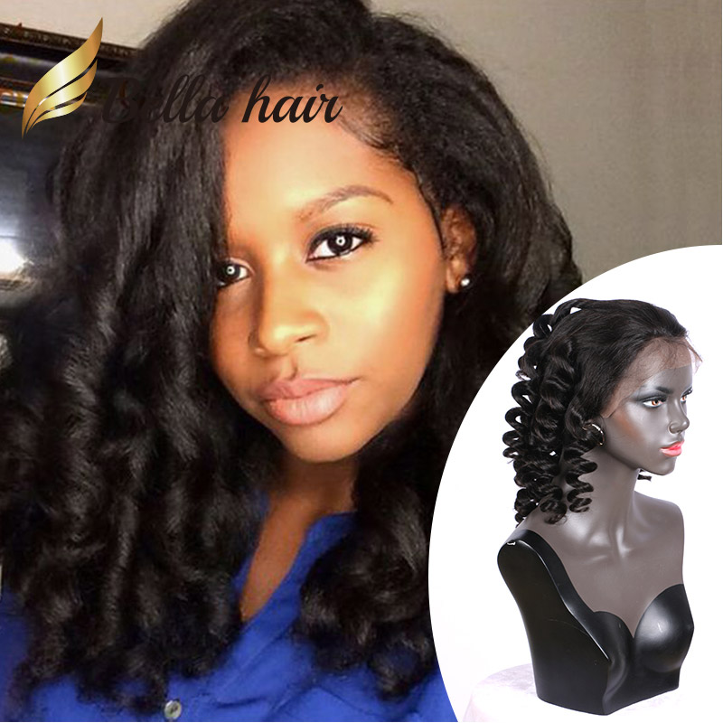 Loose Wave Lace Wig Virgin Human Hair Funmi Curl Peruvian Frontal Hair Wigs For Black Women Adjustable Julienchina