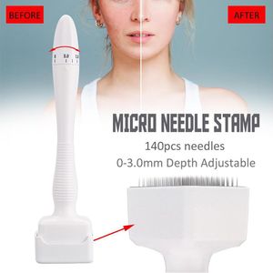 Microneedling ajustable Derma Stamp Microneedle profesional Piel increíble para la cara 140 Pines de titanio Derma Roller Alternativa