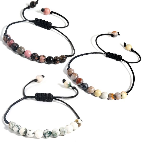 Pulsera de cuentas de piedra Natural ajustable, pulseras de cuentas elásticas de cristal curativo para Yoga para mujeres y hombres, joyería hecha a mano