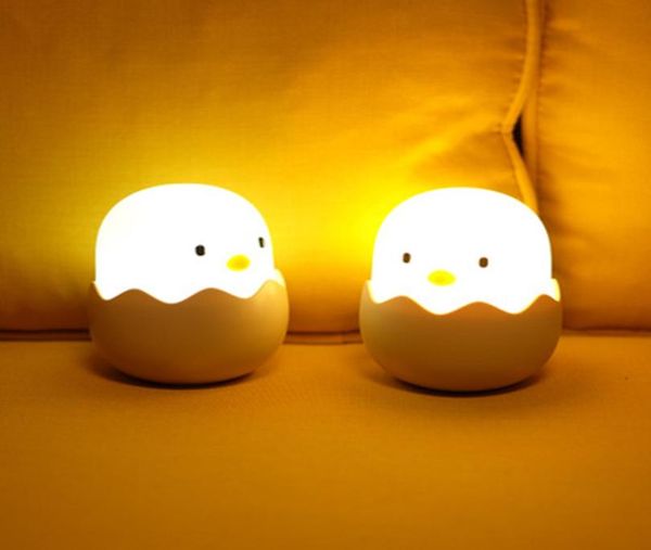 Luz nocturna ajustable, cáscara de huevo recargable, forma de pollito, control superior, regalo de dormitorio para bebés, niños, lámpara cteartiva LED Night3111941