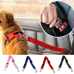 Ajustable Pet Cat Dog Car Safety Seat Belt Correa Cachorros Perros Collares Clip de viaje Correa Plomo 6 colores Q1