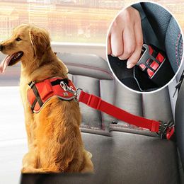 Laisses réglables pour chien de compagnie Ceinture de sécurité en nylon Animaux de compagnie Chiot Siège Laisse Harnais Ceinture de sécurité pour véhicule Fournitures Clip de voyage