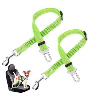 Harnais réglables pour animaux de compagnie, laisse rétractable pour chien, ceinture de sécurité réfléchissante pour voiture, accessoires de voyage pour chiens et chats avec absorption élastique des chocs