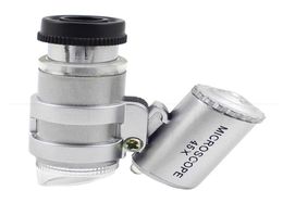 Verstelbare draagbare 45x mini -microscoop met 2 LED -mini -grootmogelijkhedenmicroscoop met bankbiljetcontrolefunctie Mini -microscoop snel 7075150