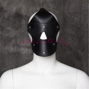 Réglable Pu Cuir Bondage Sex Mask Avec Boule Bouche Gag Nez Ouvert Masque Sexy Bondage Hood Fétiche Esclave Masque Adulte Jeu Sex Toy S924