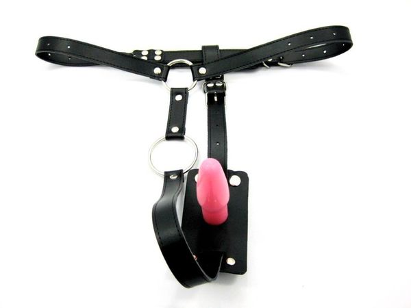 Cinturón de castidad de la ropa interior masculina de cuero de PU ajustable con tapón anal, dispositivo de castidad, juego para adultos, juguete sexual anal Y18110106