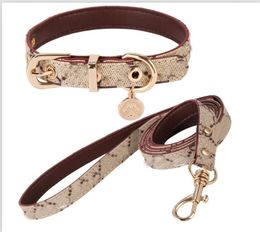 Verstelbare PU Letter Leaste Leashes Leather Teddy Leash Collar Out Walking Dog Leash Cat Designer Bloem Fashion Pet Pet Supplies