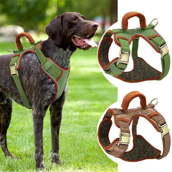 Harnais pour chien réfléchissant réglable avec poignée Pet Big Dog Walking Training Chest Strap Vest Pour Medium Large Dog Pitbull Bulldog 210729