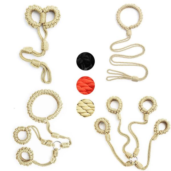 Collier de corde réglable, menottes, contraintes, équipement de bondage, esclave fétiche, stimulation sexuelle, flirt, jeu de rôle, jouets sexuels, ensemble Gag 240115