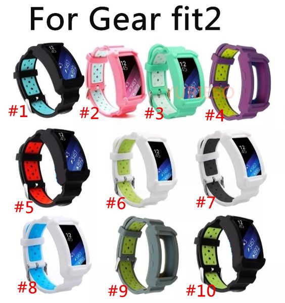 Correa de reloj inteligente ajustable, correa de marco protector para Samsung Gear Fit2/Gear Fit 2 Pro Sport