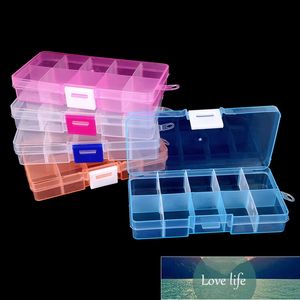 Verstelbare opslag Transparante Sieraden 10 Slots Box Ring Oorbel Pil Kralen Draagbare Plastic Organisator Case Travel Bins