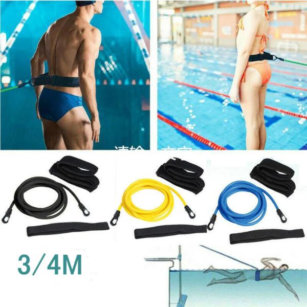 Cinturón de natación ajustable, cinturón elástico para nadar, accesorios de Entrenamiento de natación, cuerda de seguridad, herramientas para piscina, bandas de tubos de látex