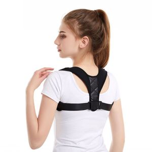 Soporte de espalda ultrafino ajustable Hombres Mujeres Corrector de postura de hombro Corrección lumbar Cinturón Corsé Desgaste interior Elástico Negro 11ty G2