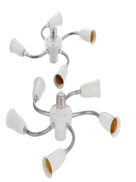 Divisor de enchufe de luz de base E27 blanco ajustable, convertidor de soporte de bombillas LED de cuello de cisne con manguera de extensión, adaptador de 3, 4 y 5 vías 5176453