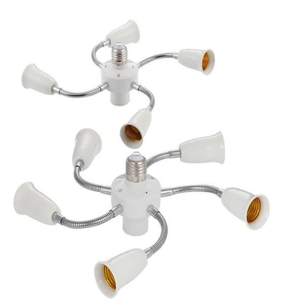 Réglable Blanc E27 Base Lumière Socket Splitter Col De Cygne LED Ampoules Titulaire Convertisseur avec Rallonge Tuyau 3 4 5 Voies Adapter174Q