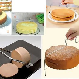 Verstelbare draadcake snijsnijder Slijpliceer Roestvrijstalen pizza -cakes Trimmer Layer Bread Splitter Bakgereedschap