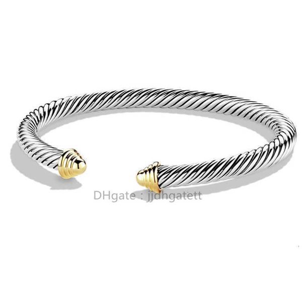 Corde métallique réglable Bracelet à breloques ouvert Manchette en acier inoxydable de 5 mm Tissé Twisted Fried Dough Twist Bracelets à tête en or Designers Bijoux de créateurs luxueux