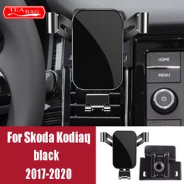 Support de téléphone portable de voiture de réglage pour Skoda Kodiaq Karoq Kamiq 2017-2020 support GPS support de montage d'évent accessoires de type Snap