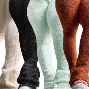 Adogirl fuzzy gebreide vrouwen flare broek 2023 herfst hoge taille slanke mode casual boot legging broek allemaal bijpassende streetwear