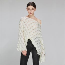 Adohon Elegante Sweater Dames Casual Fashion Loose Women Sweaters en pullovers schattige 3D Witte Jumper Sueter Mujer Slash Neck 201221