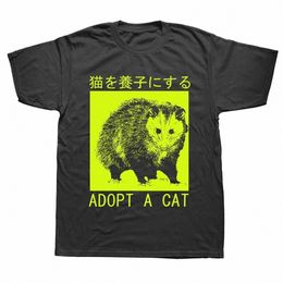 Adopte un gato Opossum Camisetas japonesas Gráfico Cott Manga corta Regalos de cumpleaños Estilo Camiseta para hombre Tallas grandes Mujeres j7o8 #