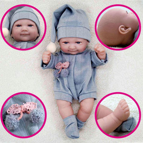 Adorable poupée Reborn de 11 pouces en Silicone souple, Kit de bricolage à la mode, tenue du père noël, yeux gris, filles en bas âge pour nouveau-né AA220325