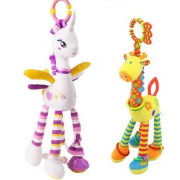 Schattige mobiele bel van giraffe, rustgevend pluche bijtspeeltje voor het kalmeren van baby's 231220