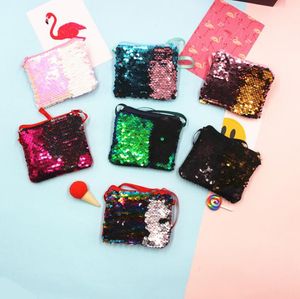 Adorable monedero de lentejuelas para niños, lindos bolsos de mensajero Seqiuns de doble Color brillantes para niñas, Mini monederos de monedas de dibujos animados