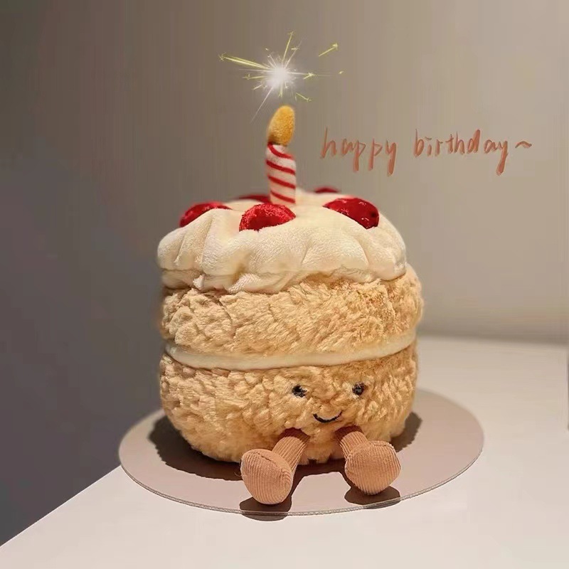 キャンドル付きの愛らしい柔らかいおもちゃの誕生日ケーキカップケーキの形をしているぬいぐるみ赤ちゃんcuddlyおもちゃかわいいマフィンドールズキッズla520