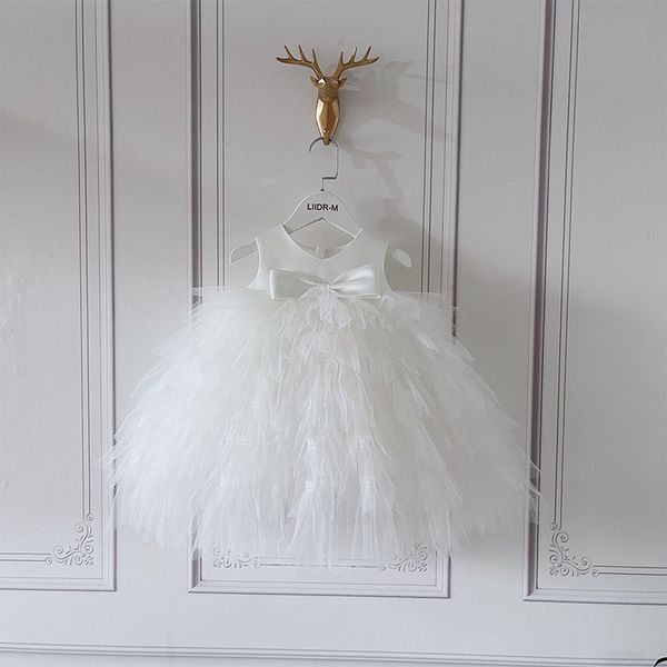 Adorable robe de bal à balle fleur fille tutu robes princesse appliques transpliques joyeuse couchette pour tout-petit robes de fête d'anniversaire de fête des filles