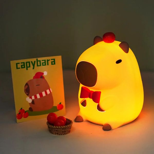 Adorkable Silicone LED Capybara veilleuse lampe animale capteur tactile veilleuse enfants enfant chevet chambre décor cadeau d'anniversaire 240220