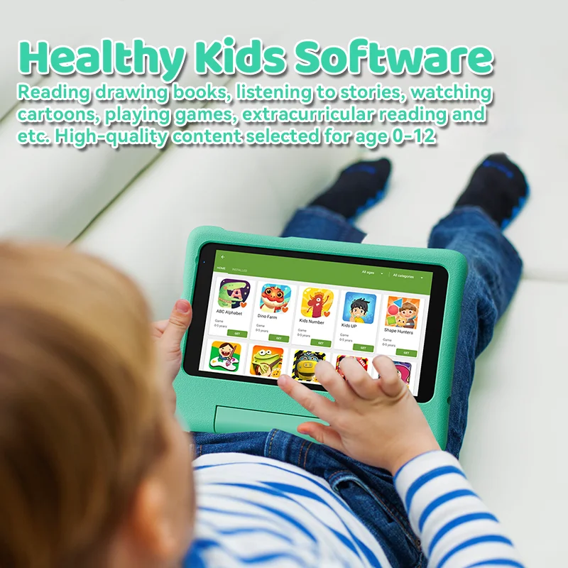 애드 리머 키 어린이 태블릿 7 인치 쿼드 코어 안드로이드 13 3GB+32GB WiFi Bluetooth 4.2 교육 소프트웨어 어린이 방지 케이스와 함께 설치