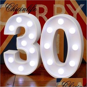 ADT 30/40/50/60 Party Chicinlife 2pcs Numéro LED String Night Light lampe Joyeux anniversaire Décoration de décoration partie DHQ3Y