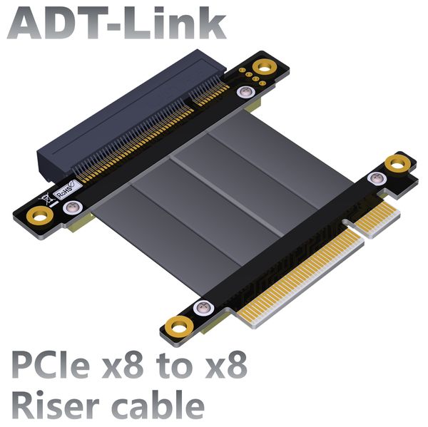 ADT-Link PCI-E 3.0 X8 Cable Riser PCIe Tarjeta Riser Riser 8x Velocidad completa PCIe x8 a x8 Adaptador para gráficos Extensor de la tarjeta de video GPU