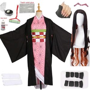 Adulte et enfants Nouveau Anime Demon Slayer Kimetsu no Yaiba Cosplay Kamado Nezuko Femme Japonais Kimono Cosplay Costume Y0903295h