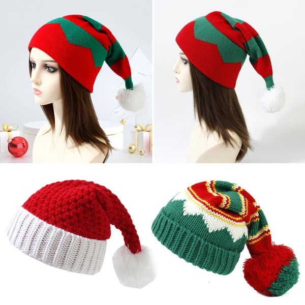 Adulte bébé chapeau de noël mignon Navidad chapeau pompon tricoté adulte enfant doux bonnet père noël chapeau nouvel an enfant cadeau noël décorer